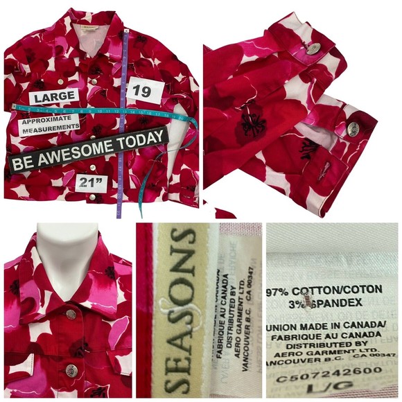 Lot of 3 Womens Tops Jacket Combo Large Blouse Tee Floral Pink Red Sweetheart - Picture 4 of 12